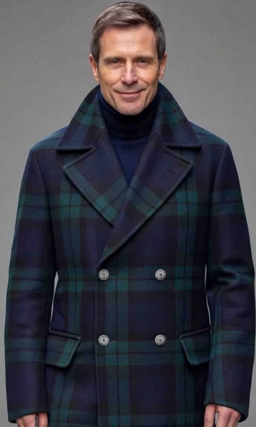 Caban quadro tartan in lana